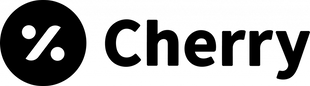 Black percentage icon with black “Cherry” text